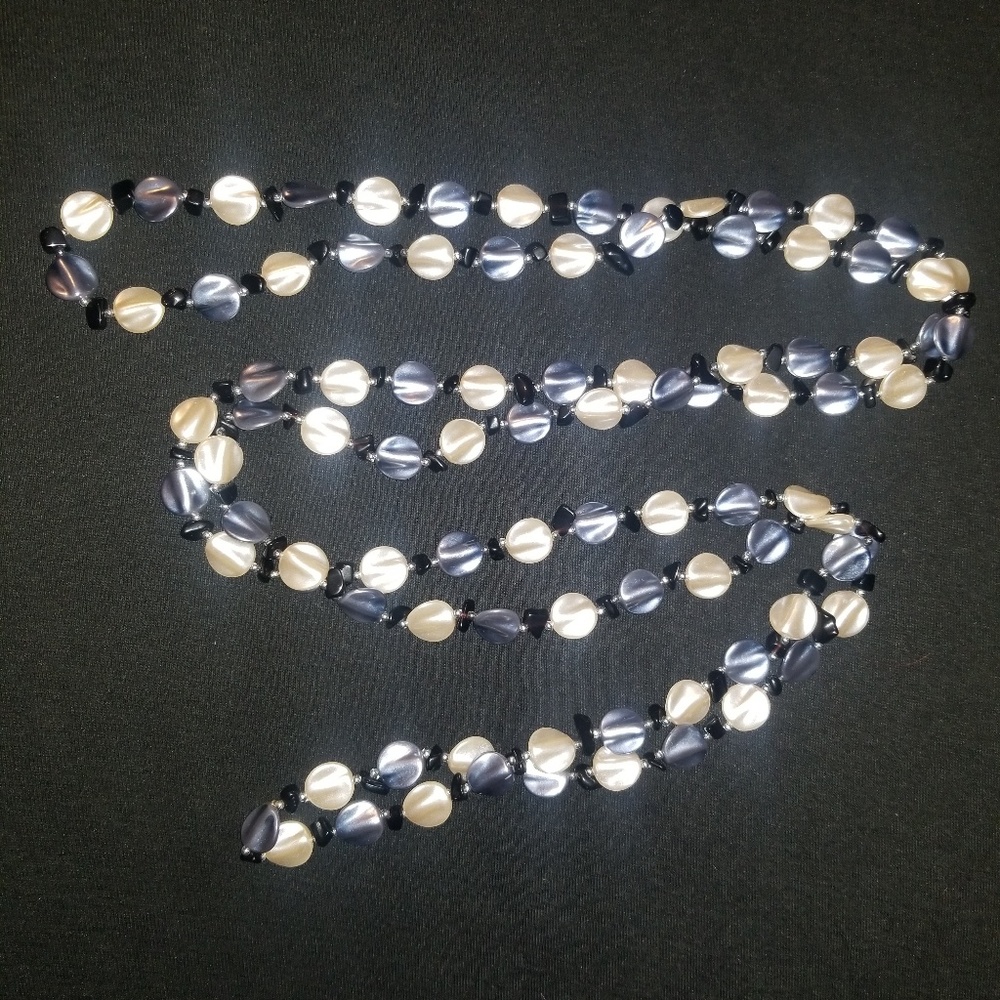 34" pearl disk necklace